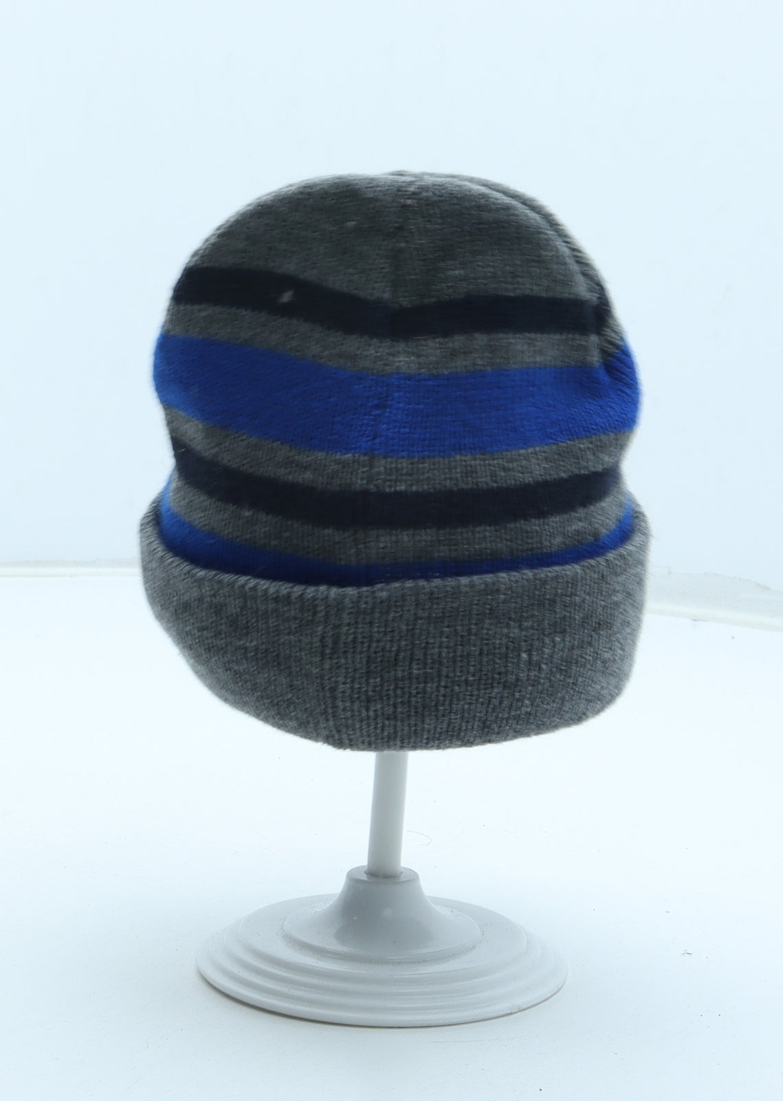 Pep&Co Boys Grey Striped Acrylic Beanie Size S
