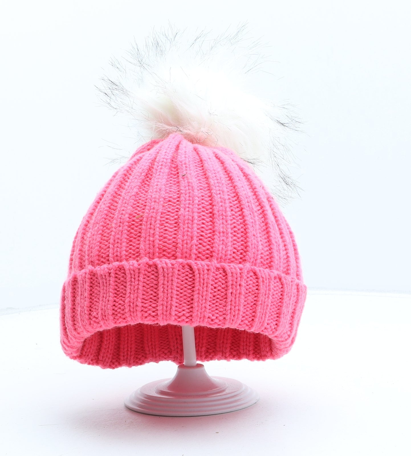 Preworn Girls Pink Acrylic Bobble Hat One Size