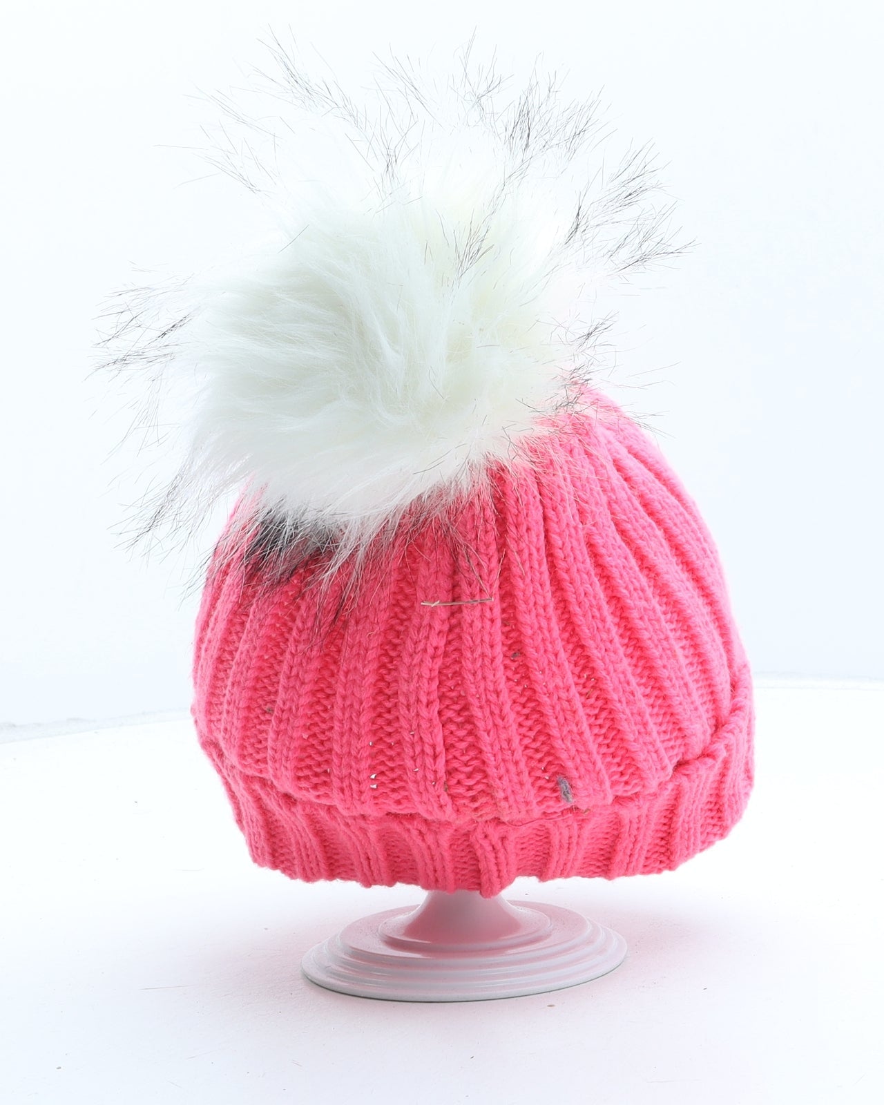 Preworn Girls Pink Acrylic Bobble Hat One Size