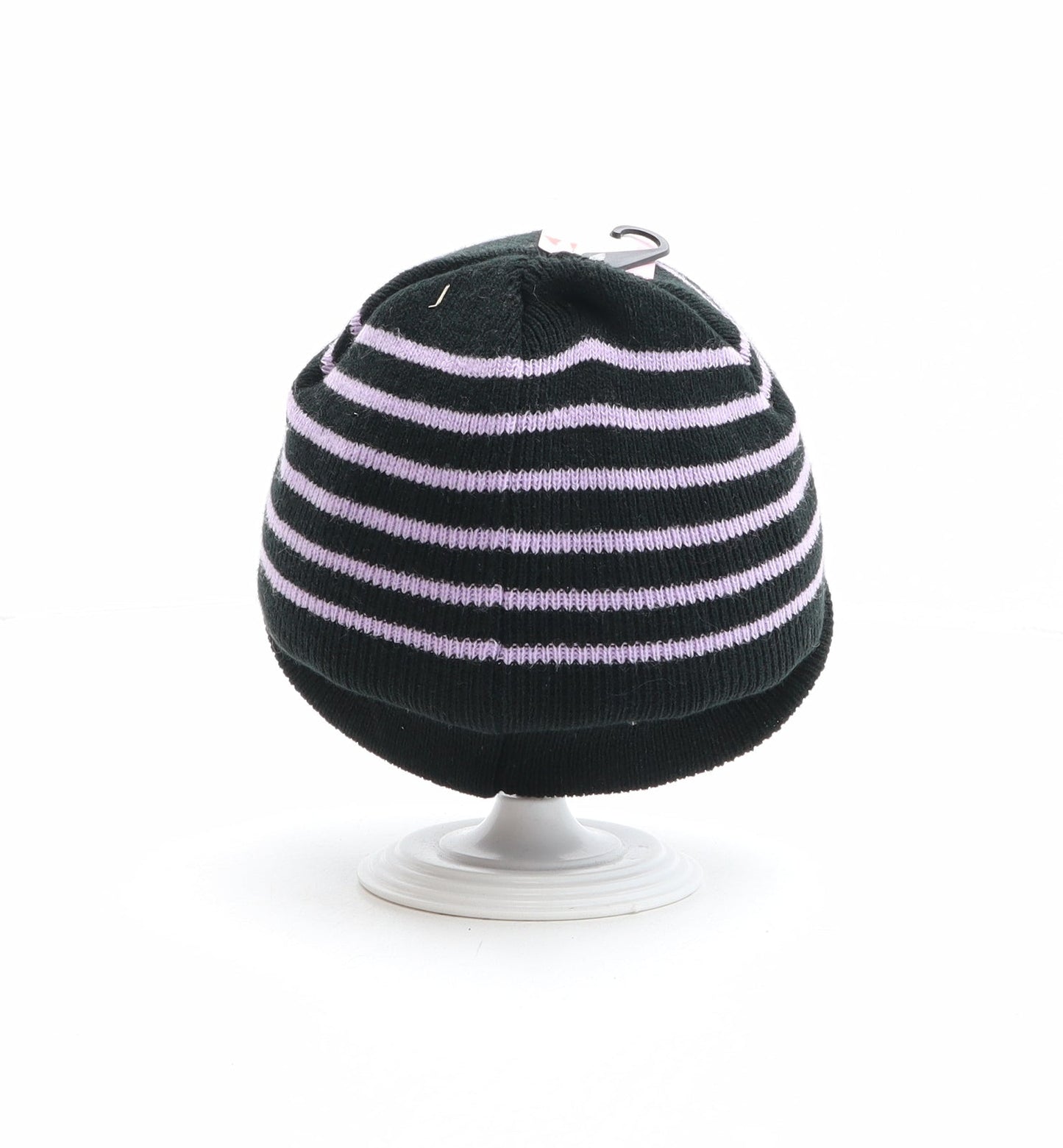 PEP&CO Girls Black Striped Acrylic Beanie One Size