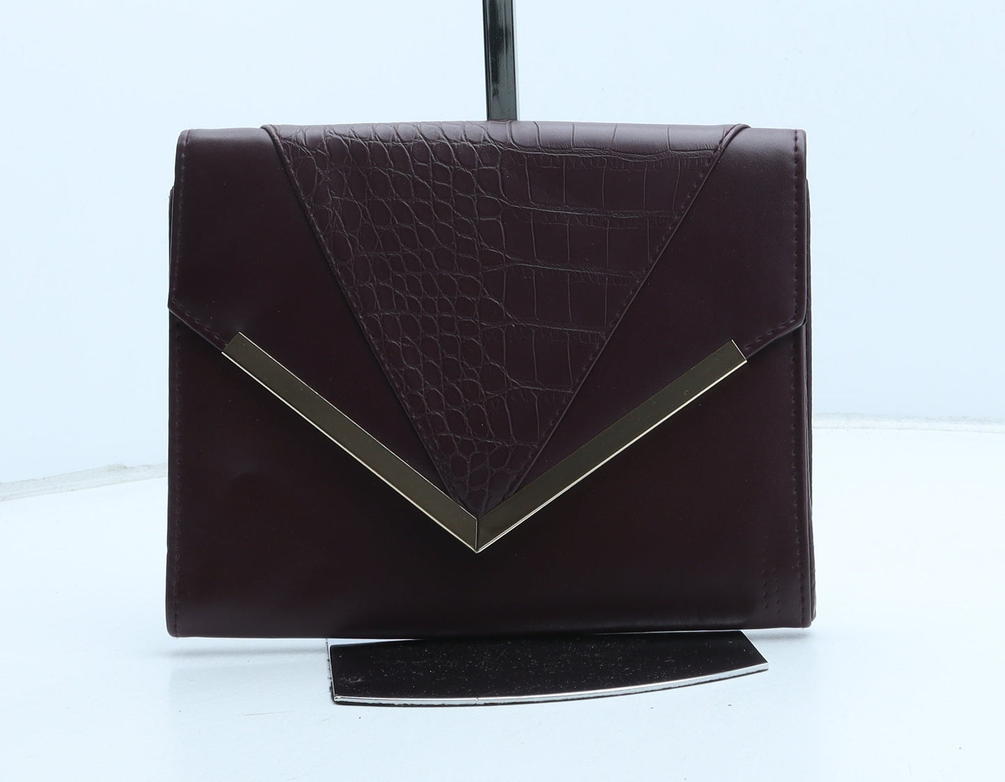 Atmosphere Womens Purple Polyurethane Clutch Size Small - Croc Texture