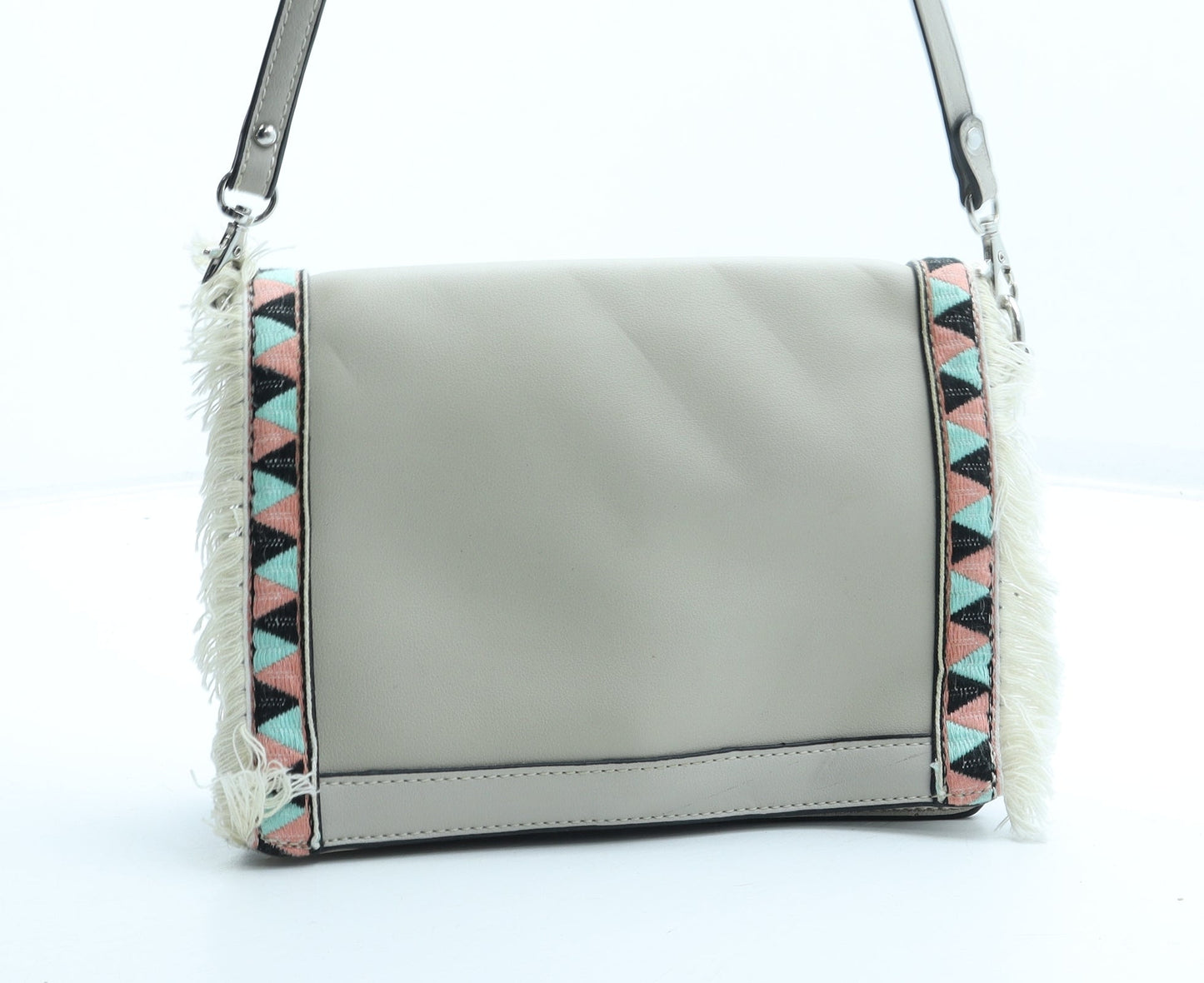 Preworn Womens Beige Polyurethane Crossbody Size Small
