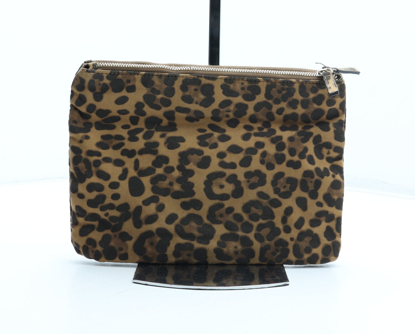 Atmosphere Womens Brown Animal Print Polyester Clutch Size Small - Leopard Print
