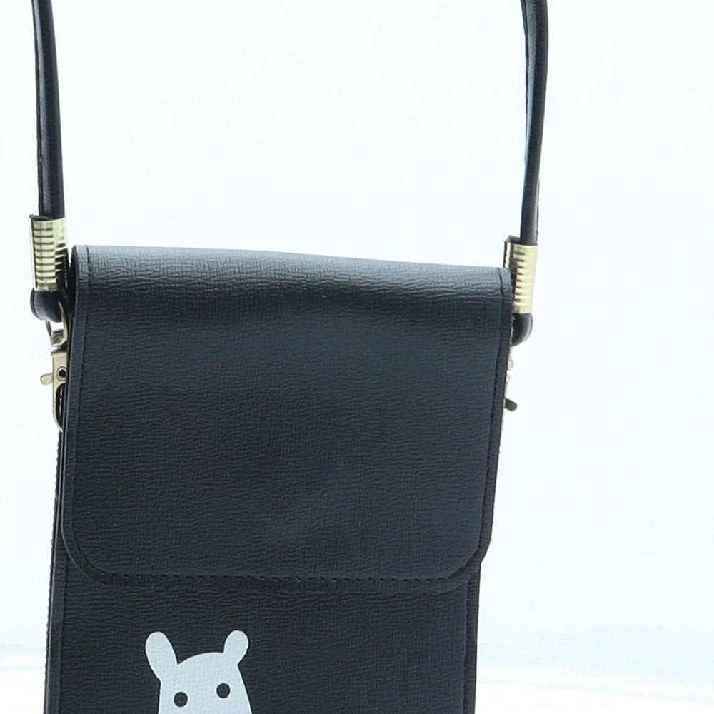 Preworn Girls Black Polyurethane Crossbody Size Mini Magnetic - Phone Zebra
