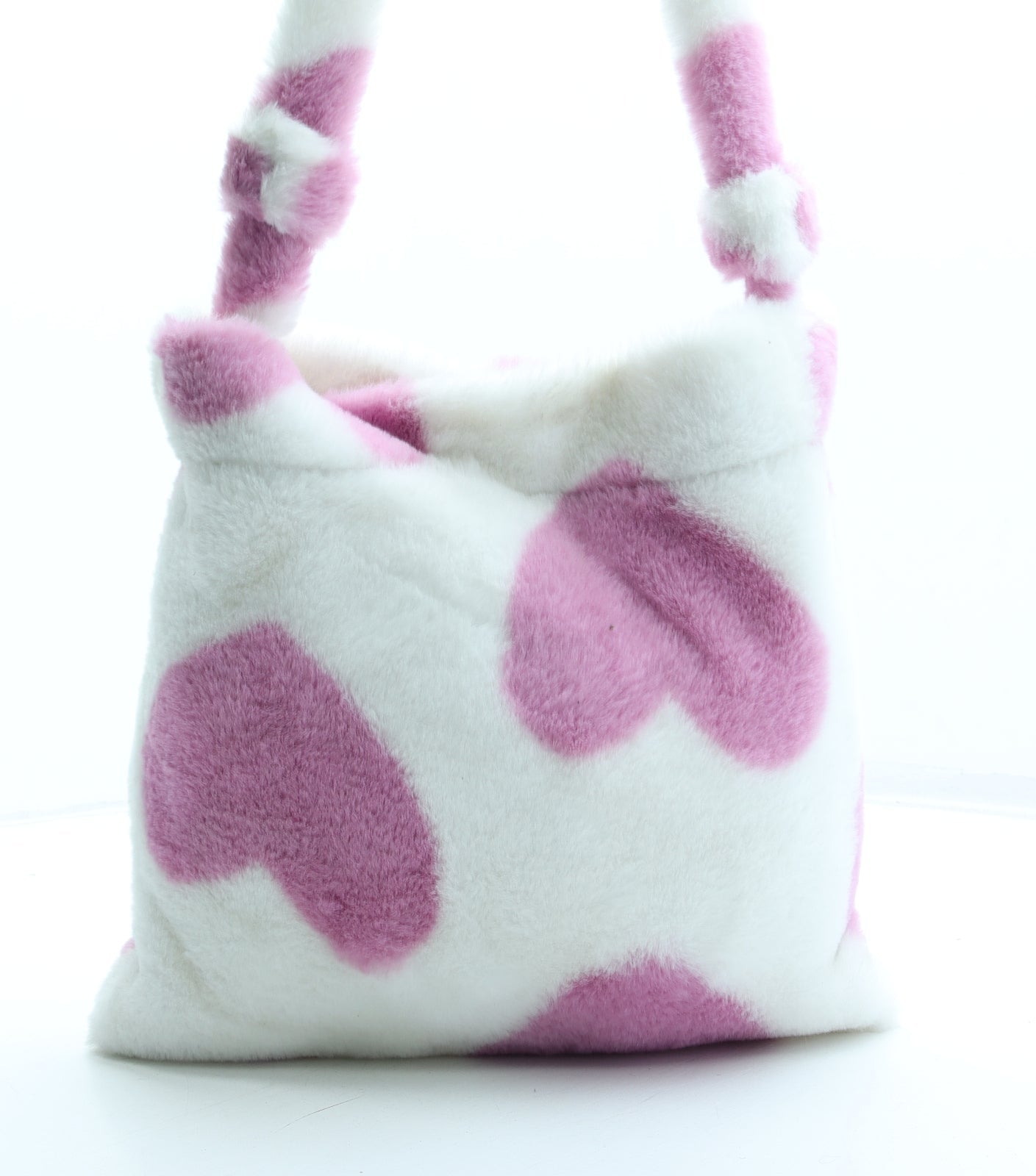 Preworn Girls Multicoloured Geometric Polyester Tote Size Medium Hook & Loop - Faux Fur Hearts