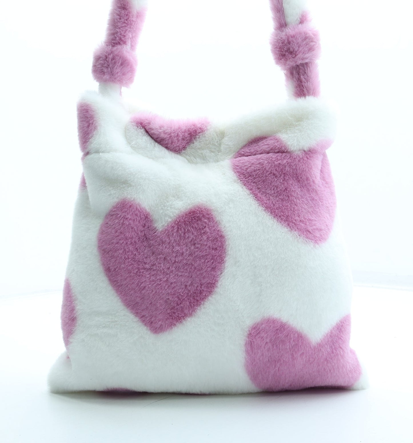 Preworn Girls Multicoloured Geometric Polyester Tote Size Medium Hook & Loop - Faux Fur Hearts