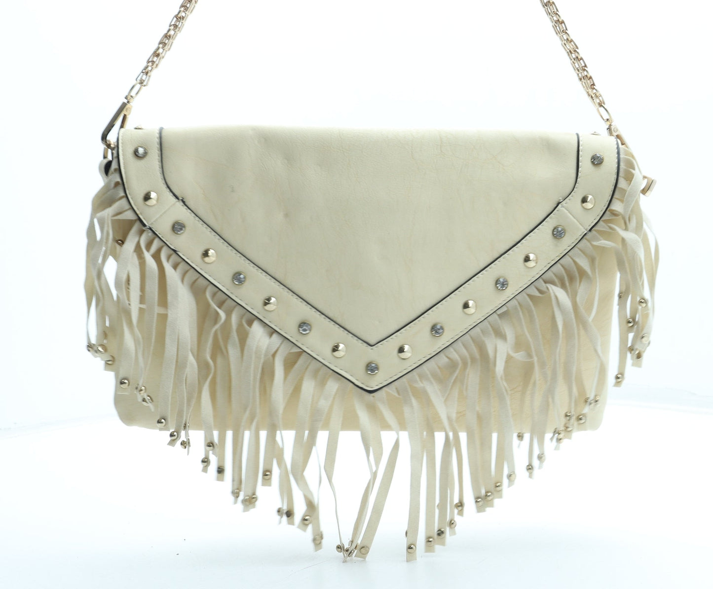 Preworn Womens Beige Polyurethane Shoulder Bag Size Small
