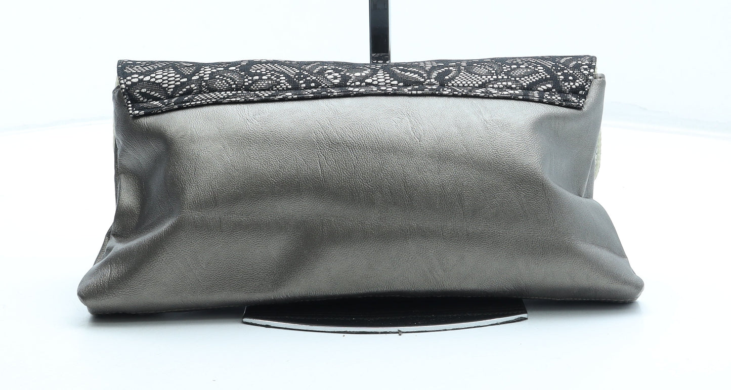 Preworn Womens Grey Polyester Clutch Size Small - Lace Detail