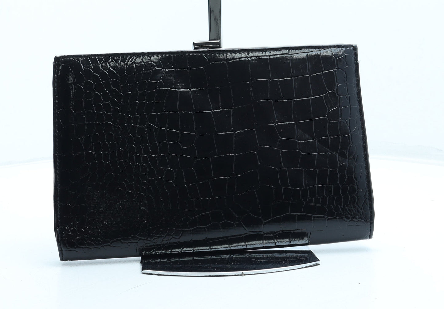 Atmosphere Womens Black Polyurethane Clutch Size Small - Croc Texture