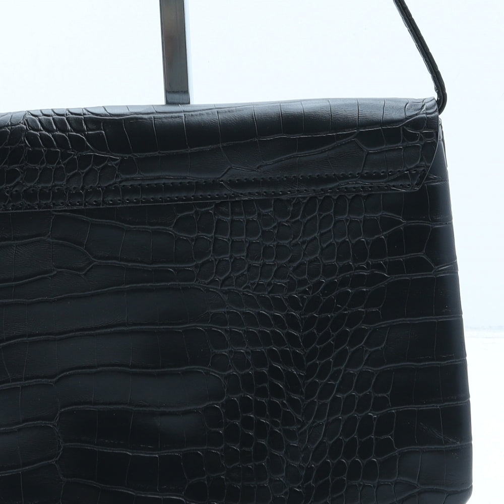George Womens Black Polyurethane Crossbody Size Small - Croc Texture