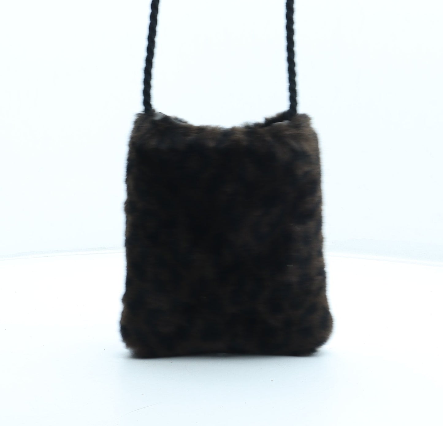 Preworn Womens Black Animal Print Polyester Shoulder Bag Size Small - Leopard Print