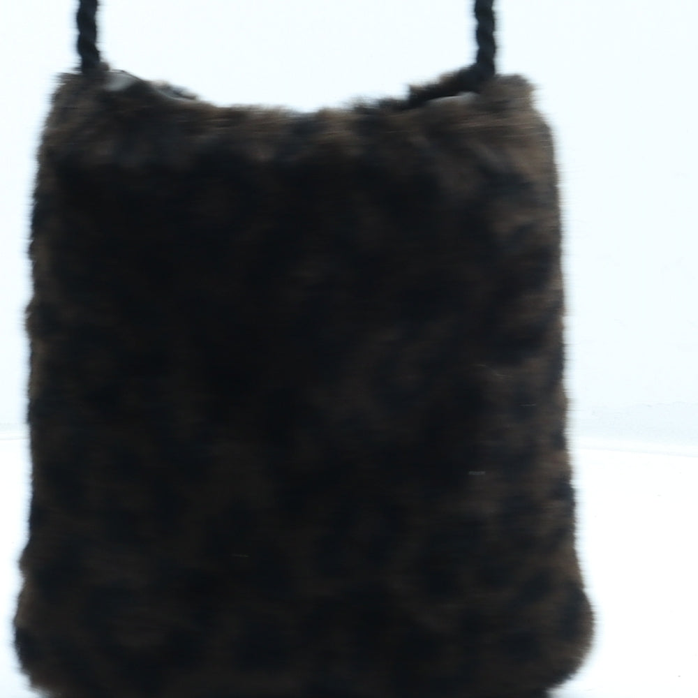 Preworn Womens Black Animal Print Polyester Shoulder Bag Size Small - Leopard Print