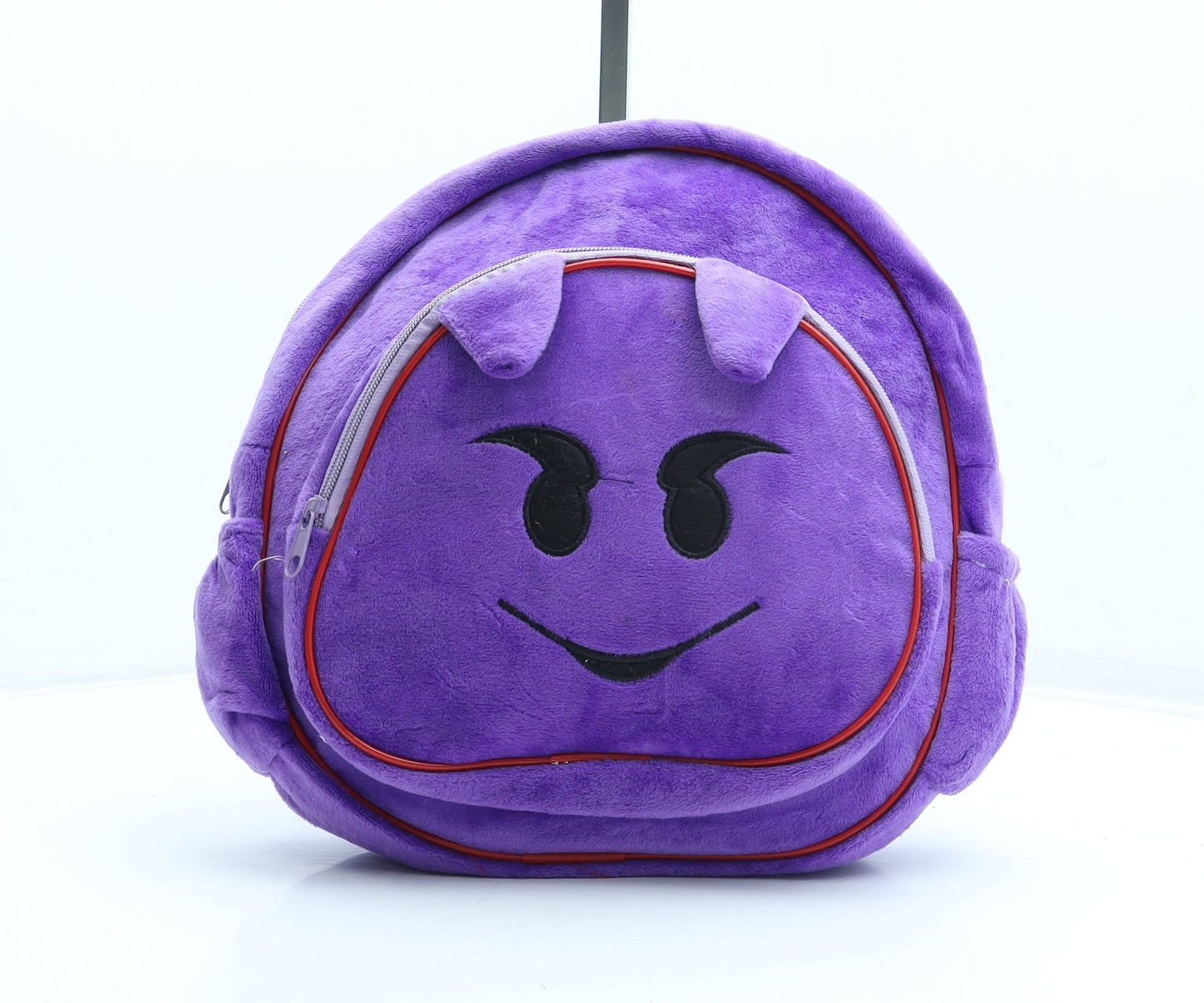 Preworn Girls Purple Polyester Backpack Size Medium Zip - Devil Emoji