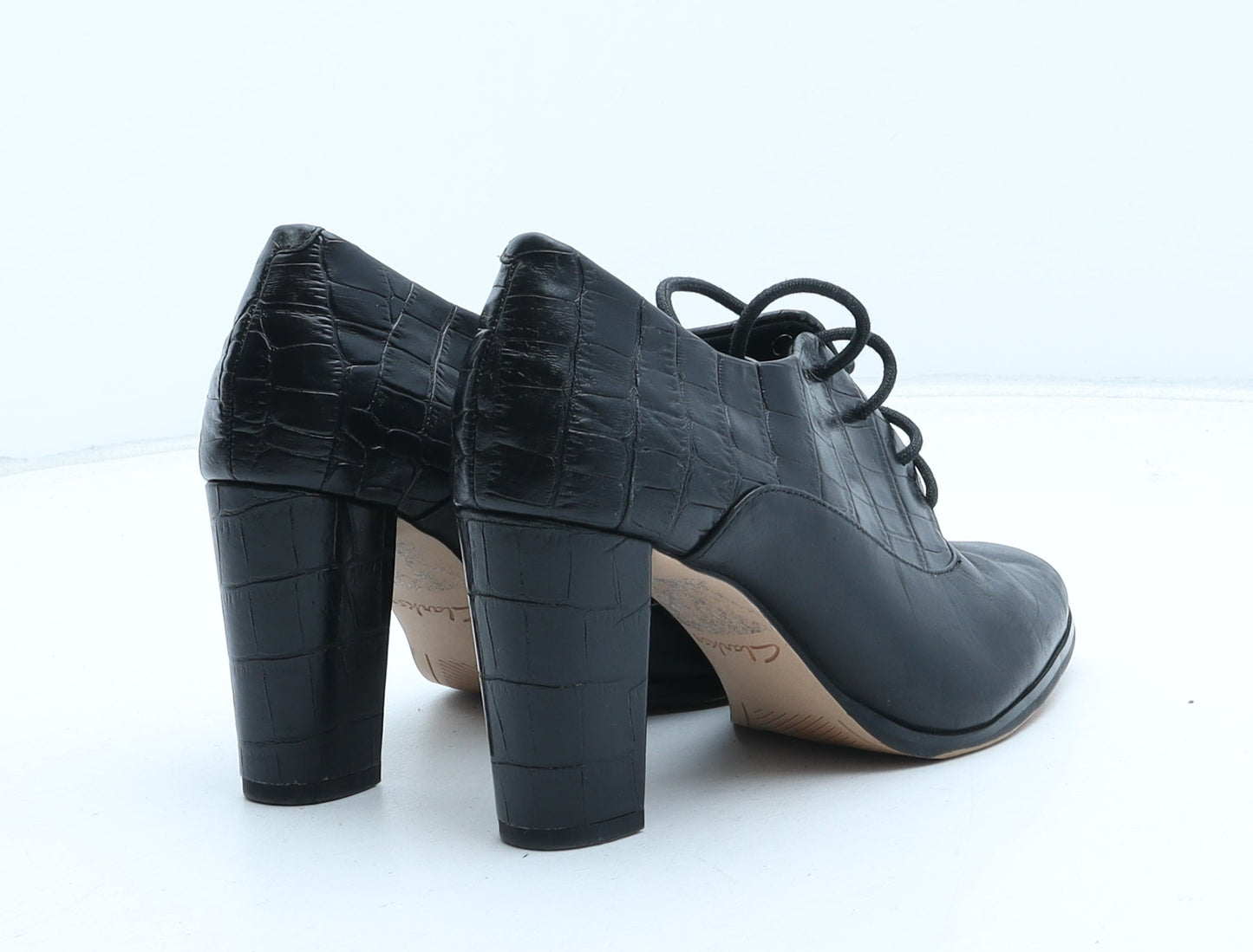 Clarks Womens Black Synthetic Court Heel UK - Croc Texture