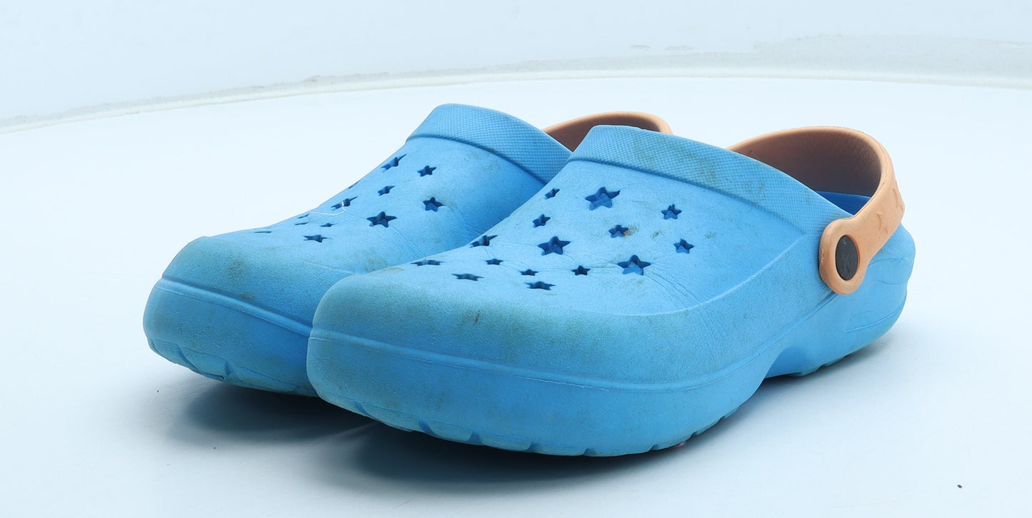 Preworn Boys Blue Rubber Clog Sandal UK 1.5 33 - Star Detail