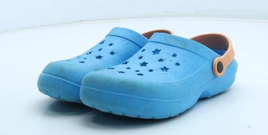 Preworn Boys Blue Rubber Clog Sandal UK 1.5 33 - Star Detail