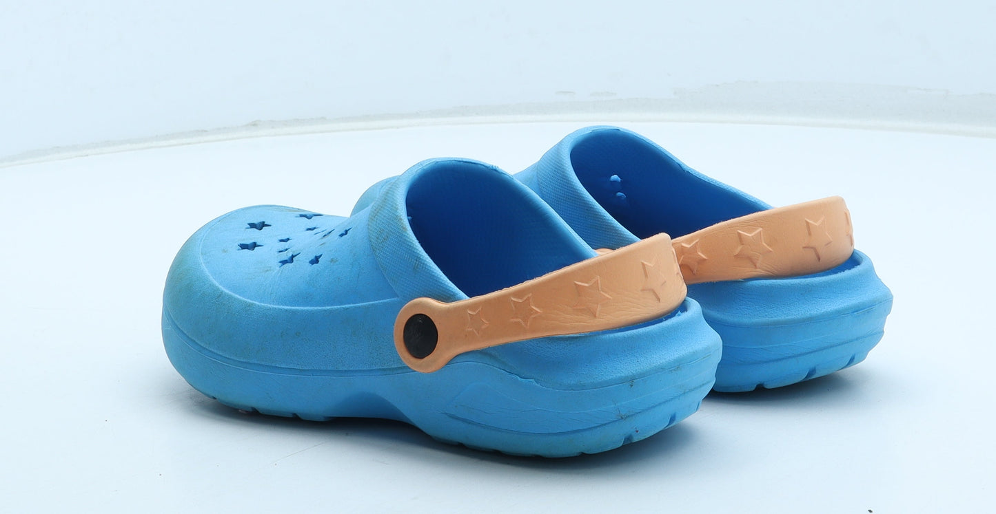 Preworn Boys Blue Rubber Clog Sandal UK 1.5 33 - Star Detail