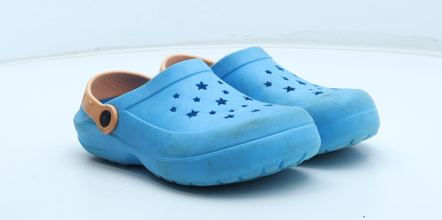Preworn Boys Blue Rubber Clog Sandal UK 1.5 33 - Star Detail