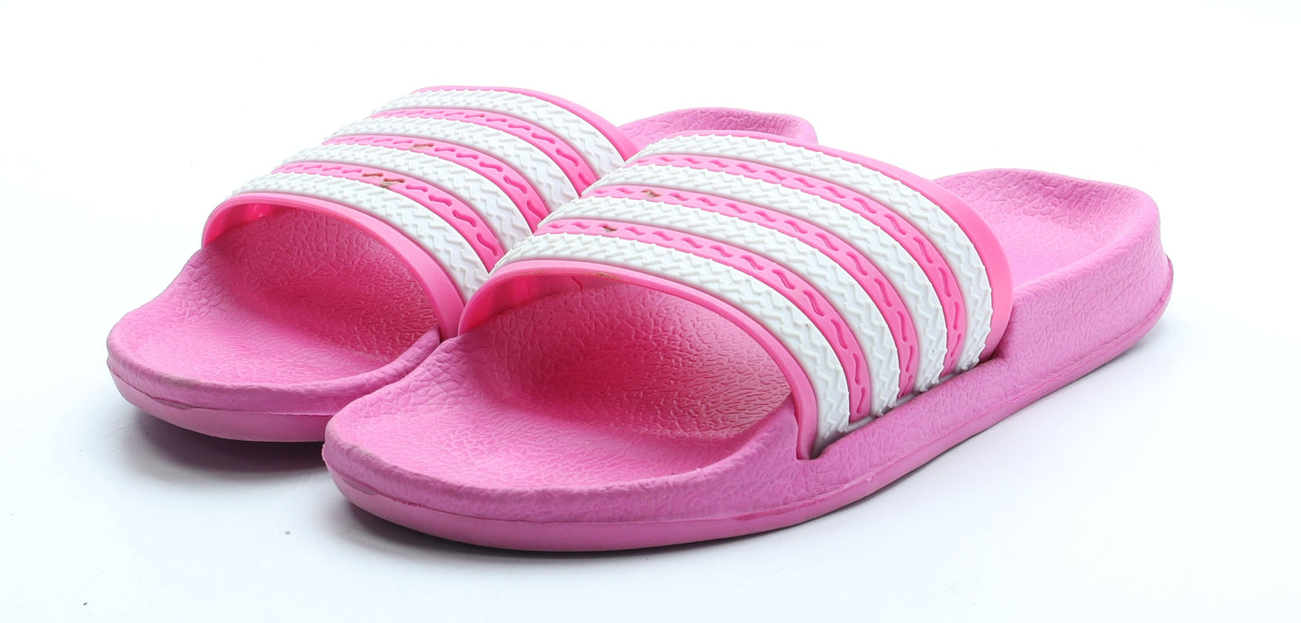 Preworn Girls Pink Striped Rubber Slider Sandal UK 3 36