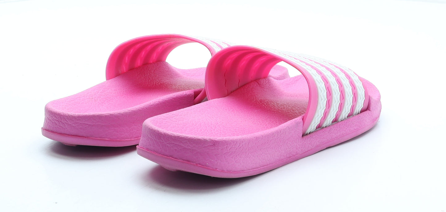 Preworn Girls Pink Striped Rubber Slider Sandal UK 3 36