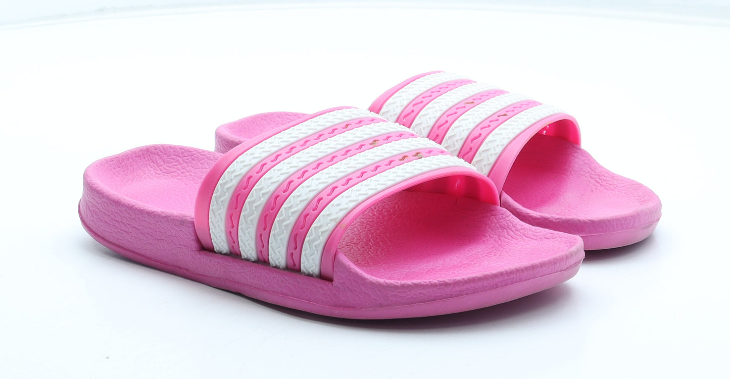 Preworn Girls Pink Striped Rubber Slider Sandal UK 3 36
