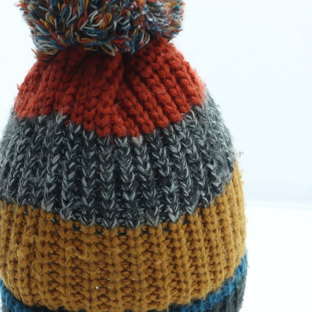 F&F Boys Multicoloured Colourblock Acrylic Bobble Hat Size S