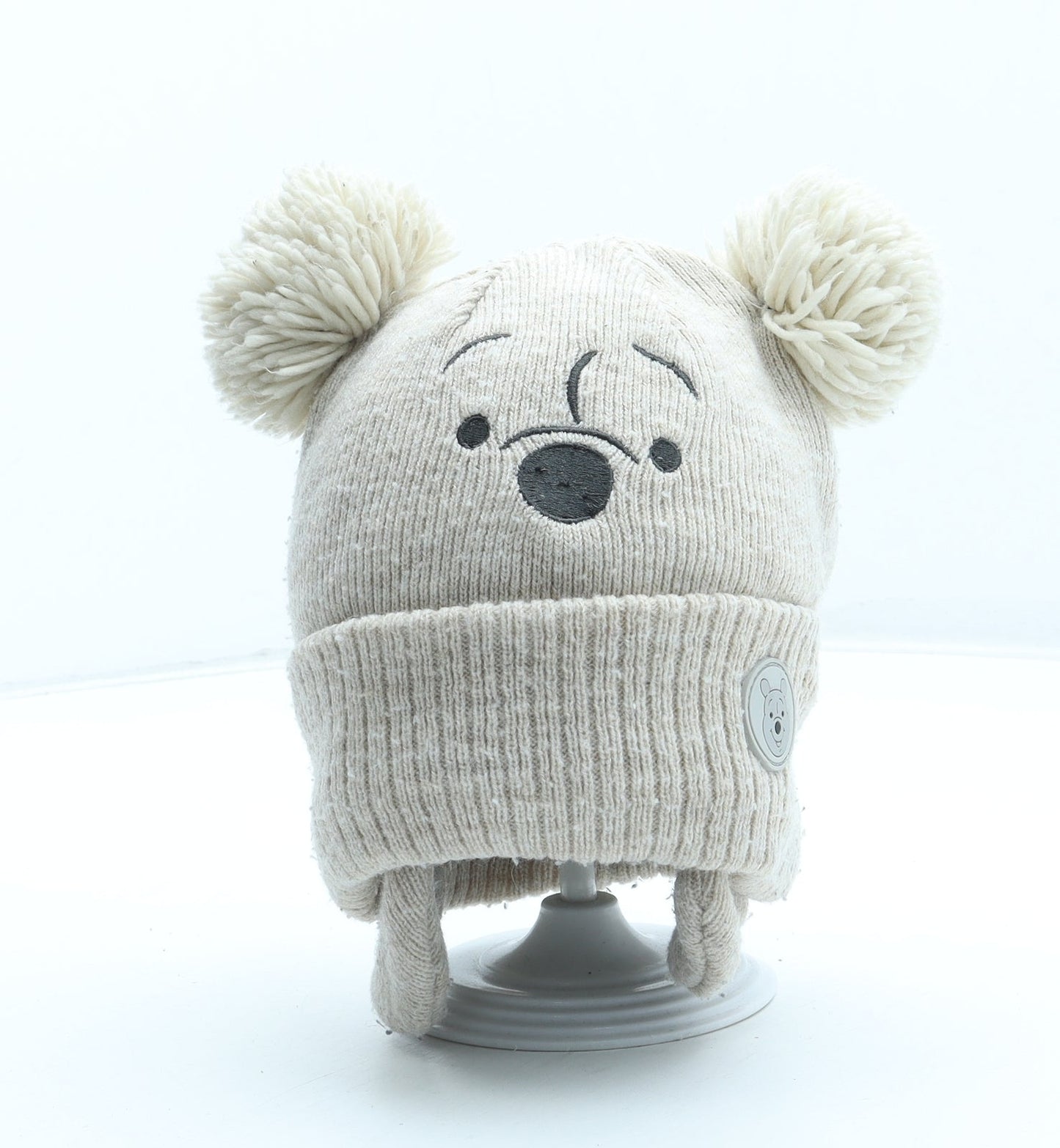 Primark Girls Beige Acrylic Bobble Hat Size S - Winnie the Pooh