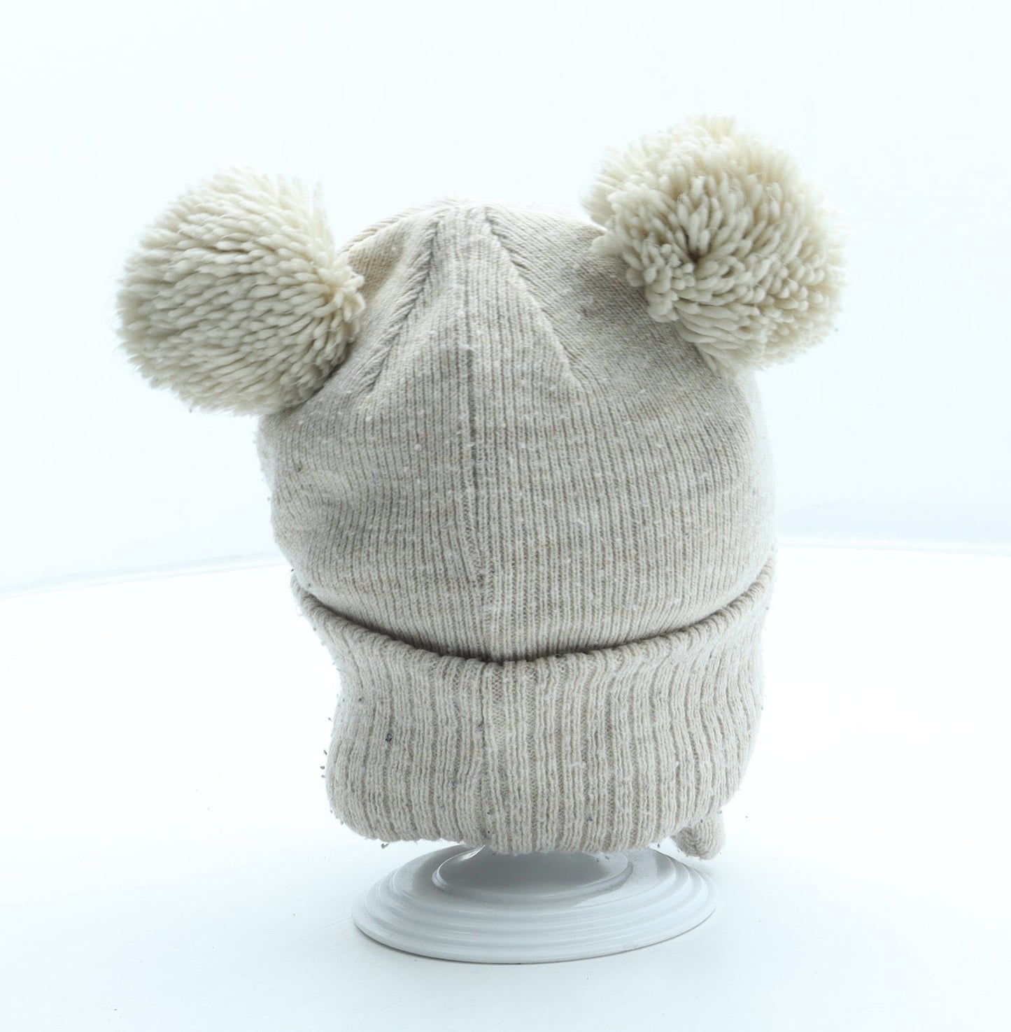 Primark Girls Beige Acrylic Bobble Hat Size S - Winnie the Pooh