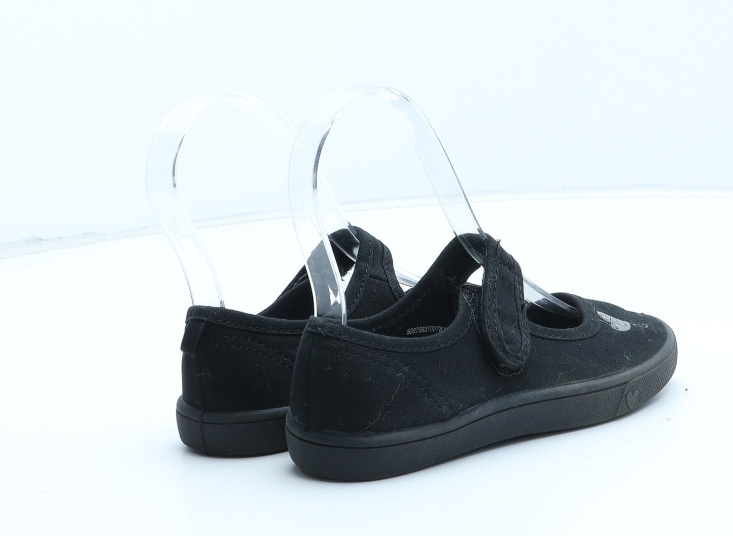 George Girls Black Synthetic Mary Jane Flat UK 10 - Heart Detail
