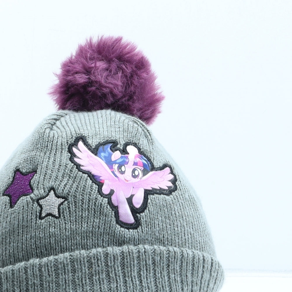 George Girls Grey Acrylic Bobble Hat One Size - My Little Pony