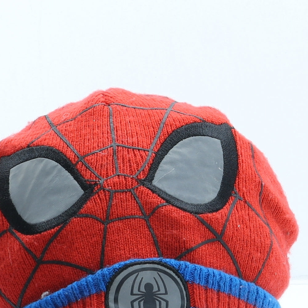 George Boys Red Geometric Acrylic Beanie One Size - Spiderman UK Size 8-12 Years