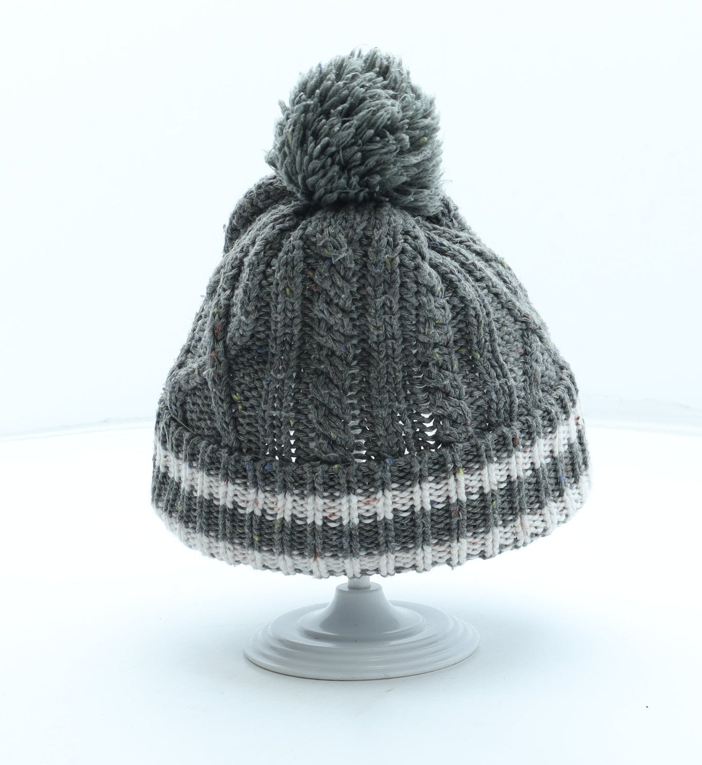 Primark Boys Grey Acrylic Bobble Hat Size S - Brooklyn