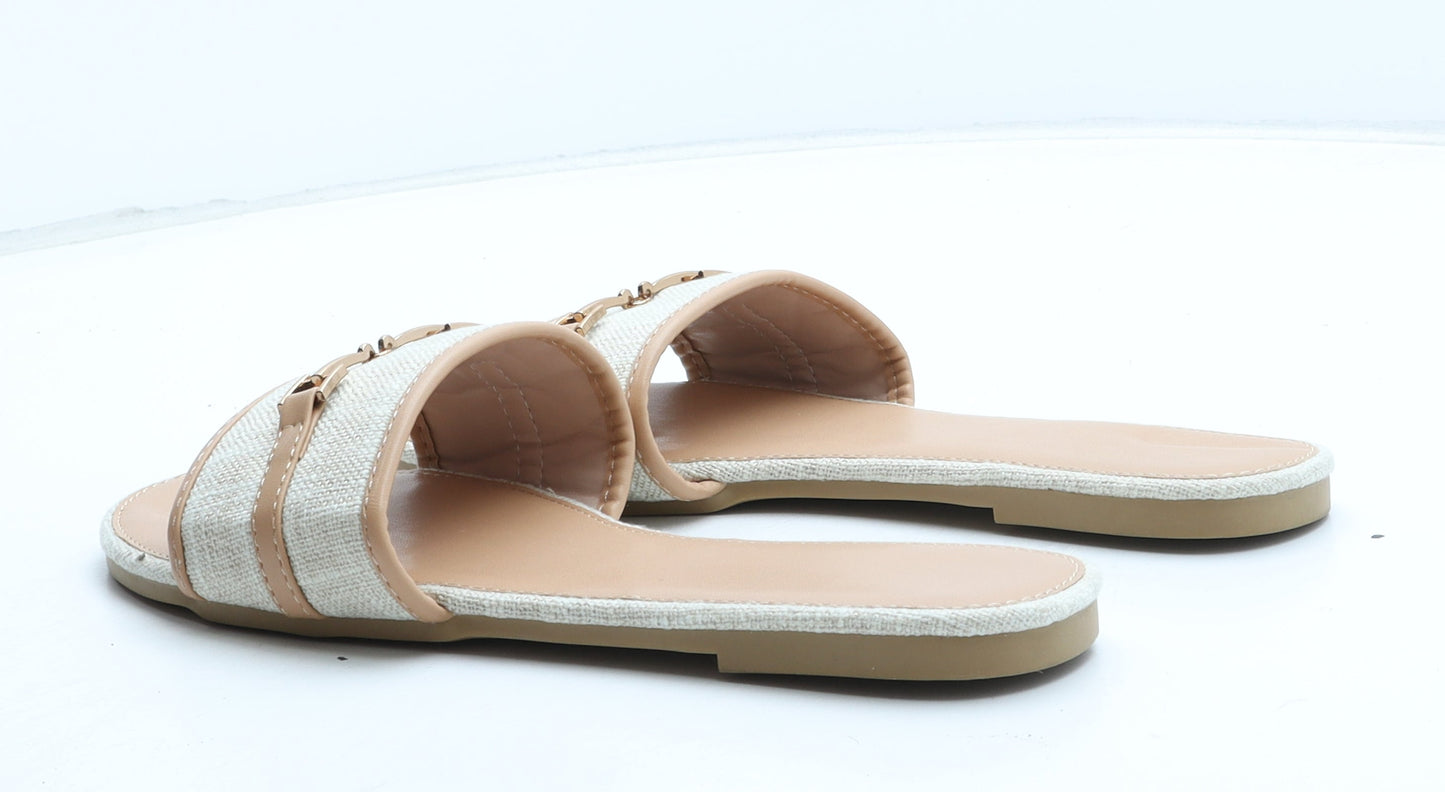 Preworn Womens Beige Synthetic Slip On Sandal UK