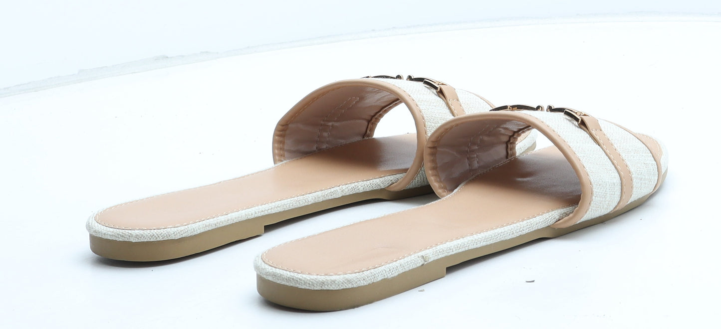 Preworn Womens Beige Synthetic Slip On Sandal UK