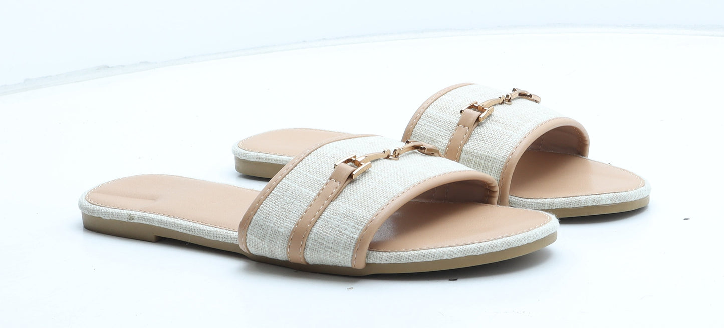 Preworn Womens Beige Synthetic Slip On Sandal UK