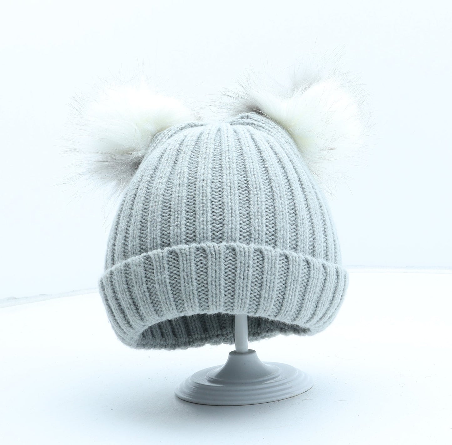 Preworn Girls Grey Acrylic Bobble Hat One Size