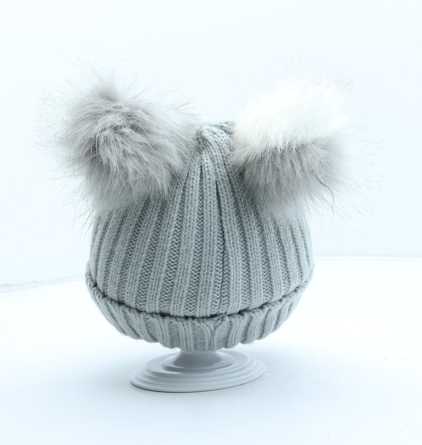 Preworn Girls Grey Acrylic Bobble Hat One Size