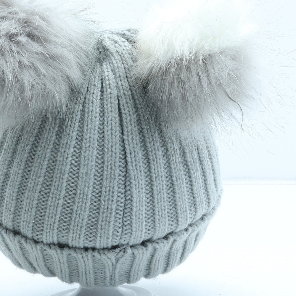 Preworn Girls Grey Acrylic Bobble Hat One Size