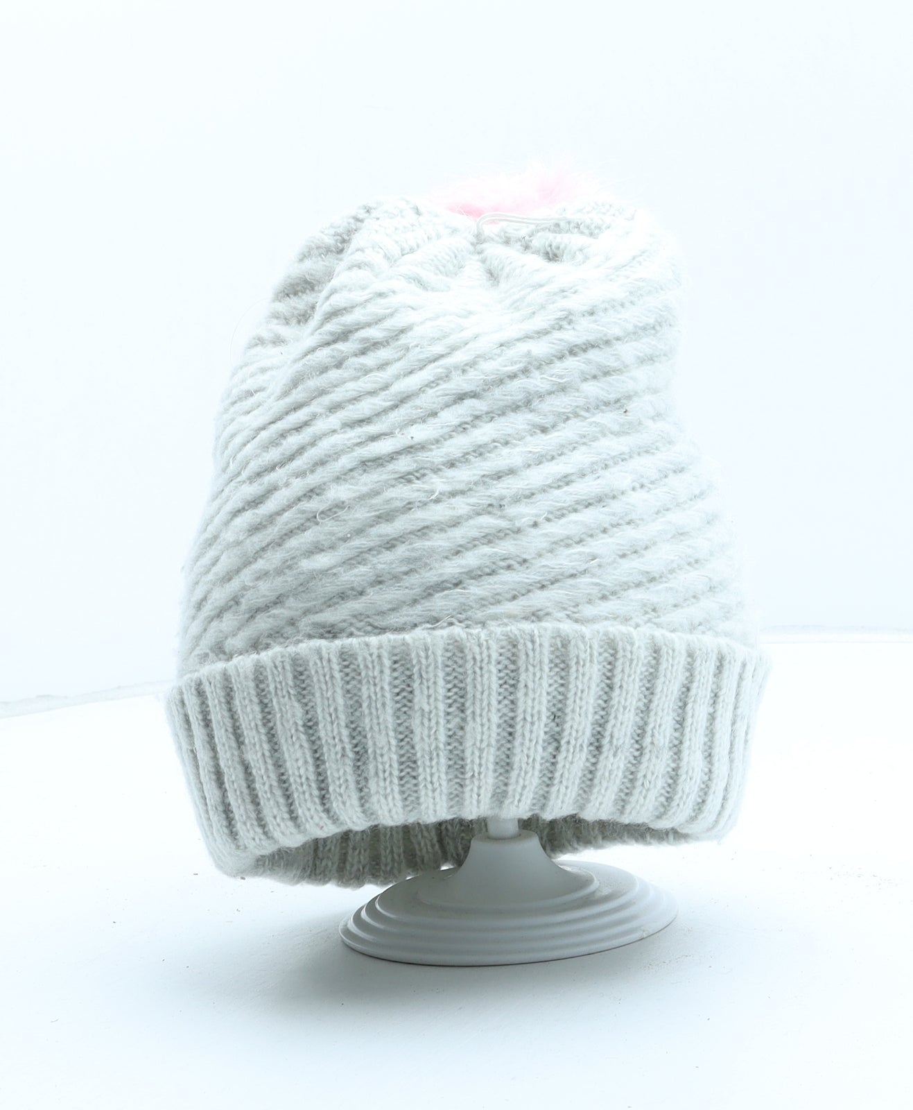 Preworn Womens Grey Acrylic Bobble Hat One Size