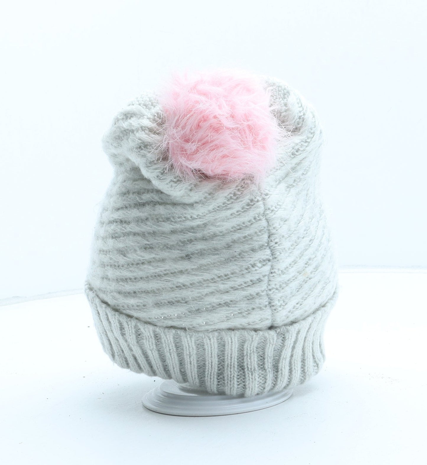 Preworn Womens Grey Acrylic Bobble Hat One Size