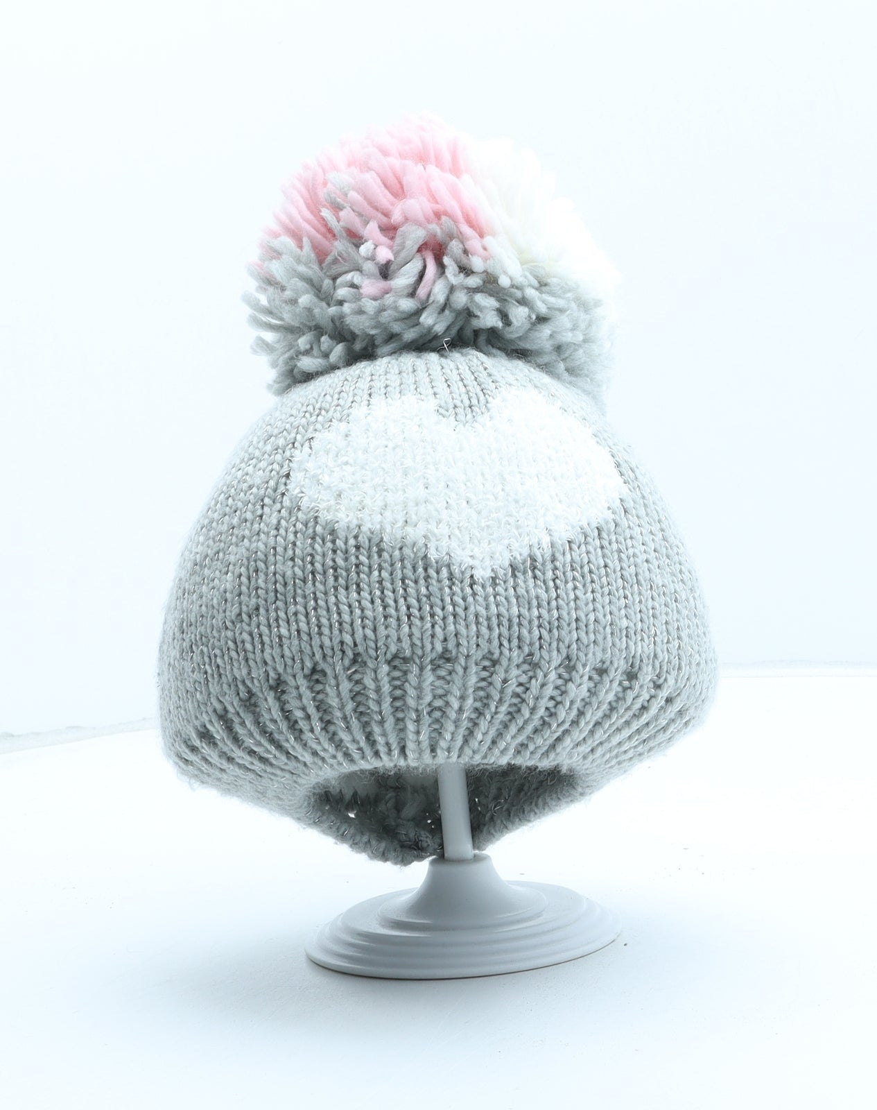 George Girls Grey Acrylic Bobble Hat One Size - UK Size 8-12 Years