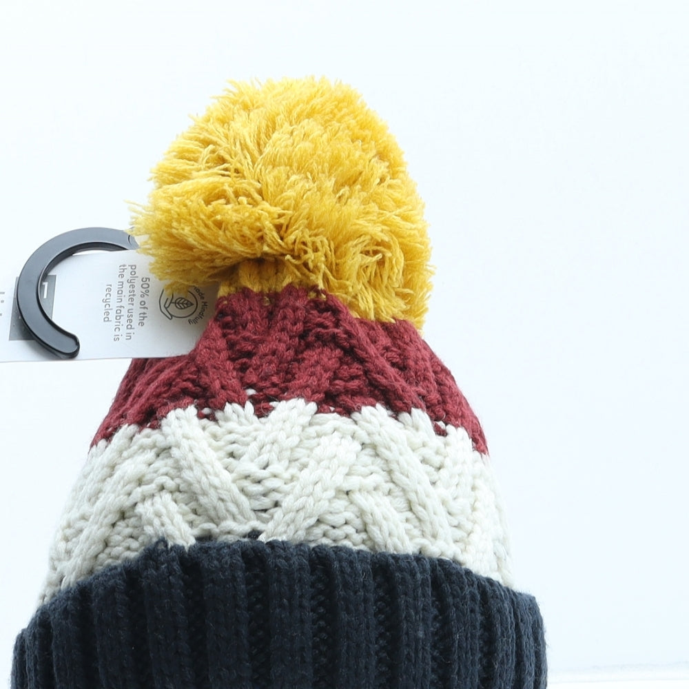 F&F Boys Multicoloured Colourblock Aramid Bobble Hat One Size - UK Size 1-2 Years
