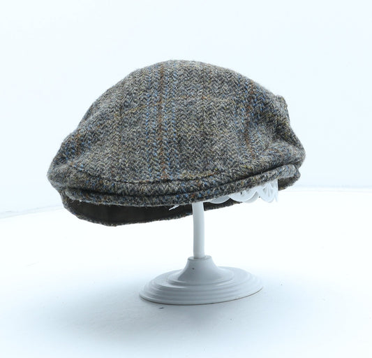 Hawkins Mens Green Herringbone Wool Flat Cap One Size