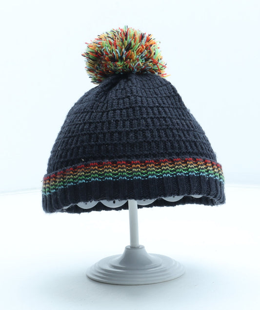F&F Boys Blue Acrylic Bobble Hat Size S - Size 3-6 months