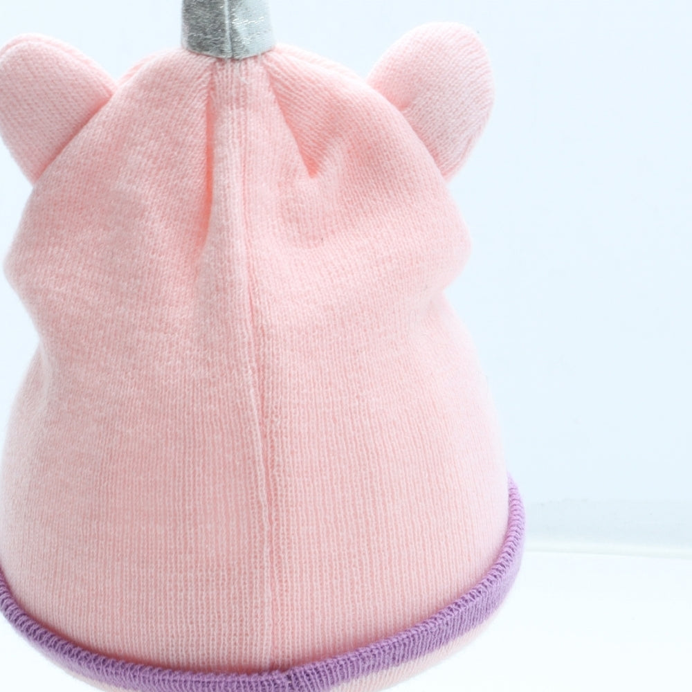 Preworn Girls Pink Acrylic Beanie One Size - Unicorn