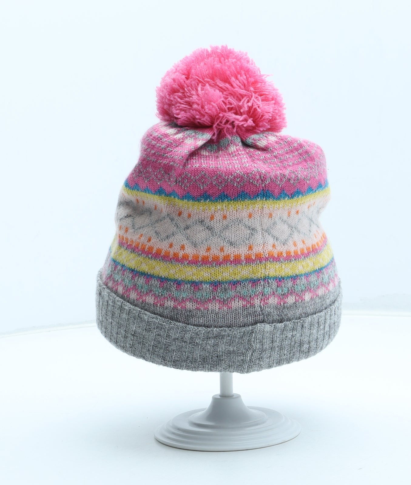 NEXT Girls Multicoloured Fair Isle Acrylic Winter Hat Size S