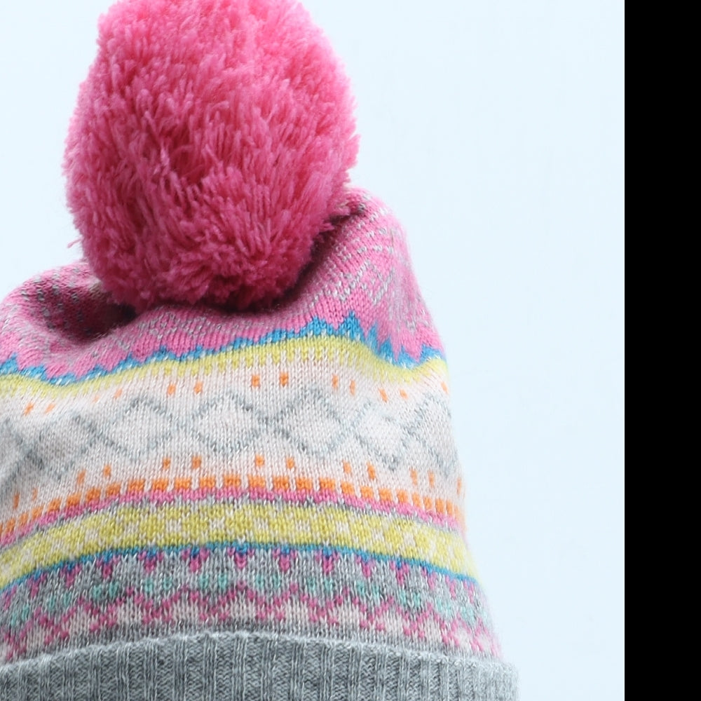 NEXT Girls Multicoloured Fair Isle Acrylic Winter Hat Size S