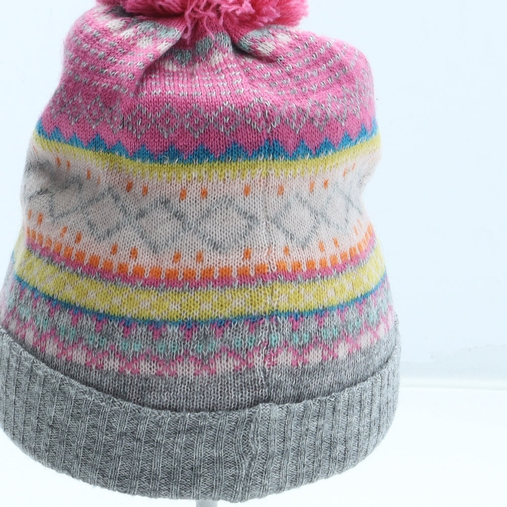 NEXT Girls Multicoloured Fair Isle Acrylic Winter Hat Size S