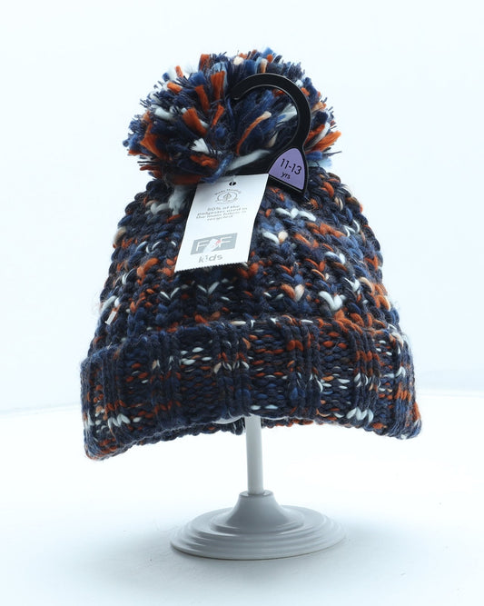 F&F Boys Multicoloured Acrylic Bobble Hat Size S - Size 11-13 years