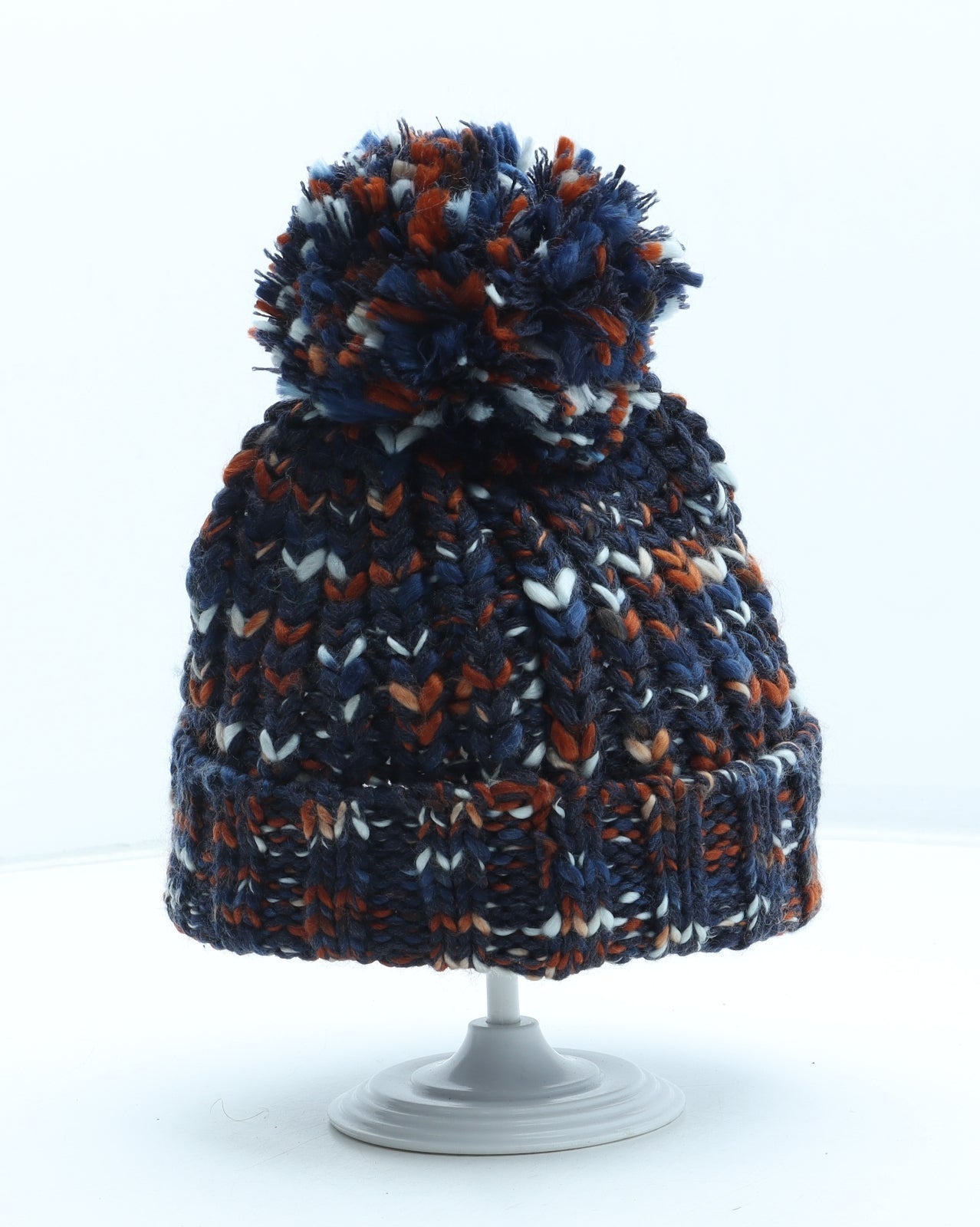 F&F Boys Multicoloured Acrylic Bobble Hat Size S - Size 11-13 years